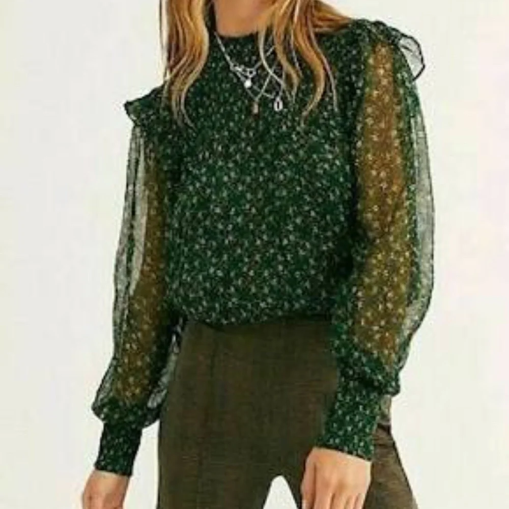 Free People Roma Printed Ruffle Blouse - Picture 2 of 8